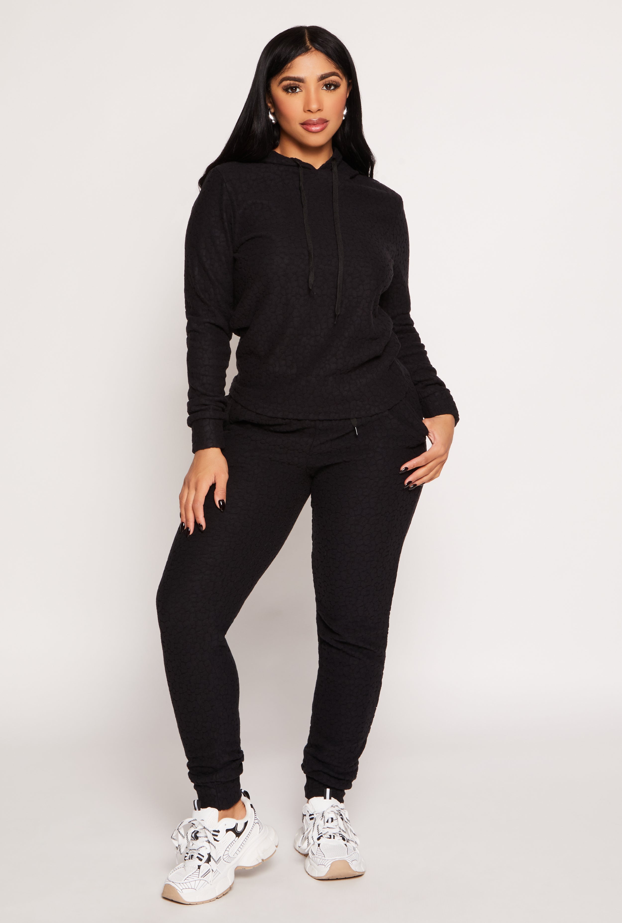 Rainbow Shops Leopard Textured Knit Hoodie – Women's - view 2