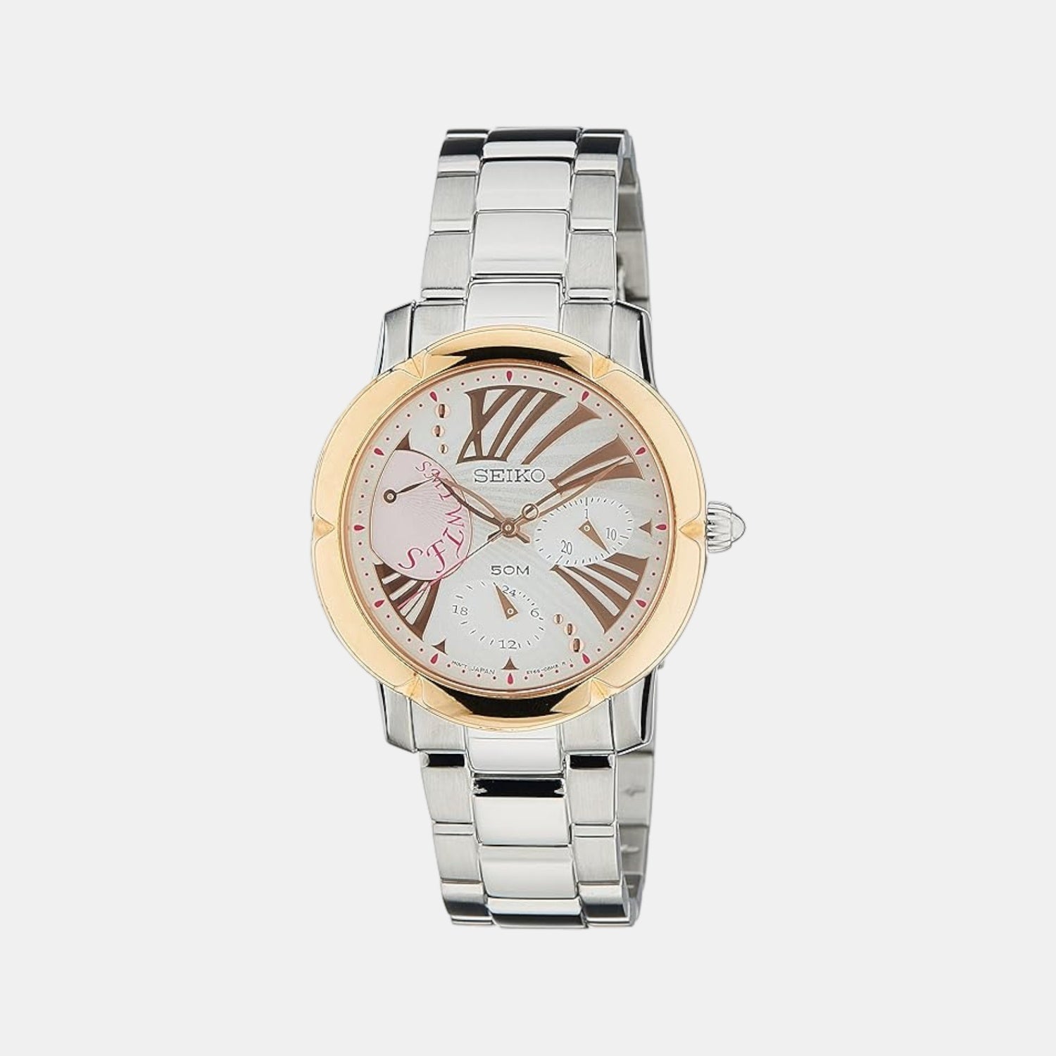 Seiko Dress Women Quartz Silver Dial Multi-Function Stainless Steel Watch SNT880P1