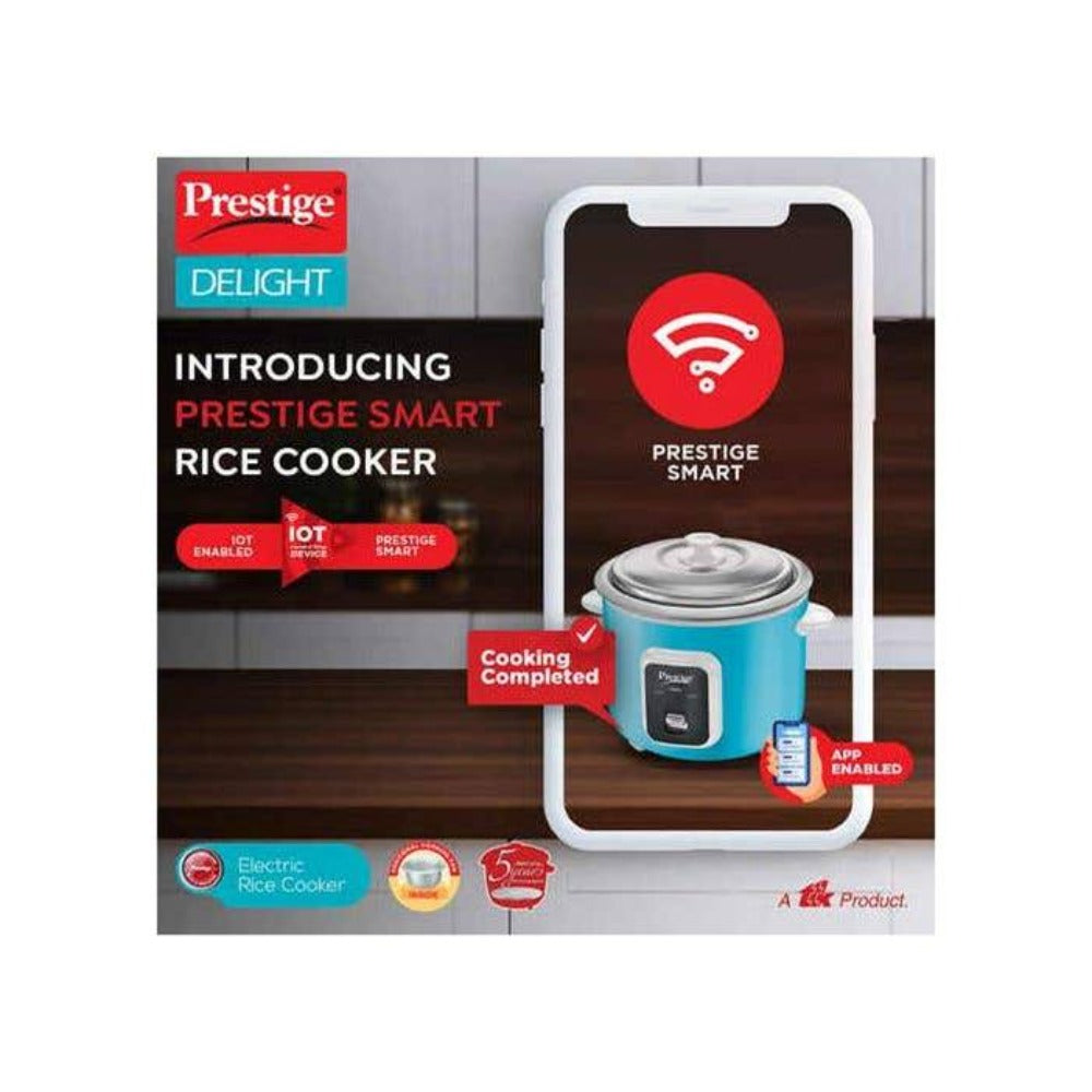 Prestige Delight Smart Internet Enabled 1.8 litre Electric Rice Cooker with Aluminium Cooking Pan | 700 Watts | Blue - view 2