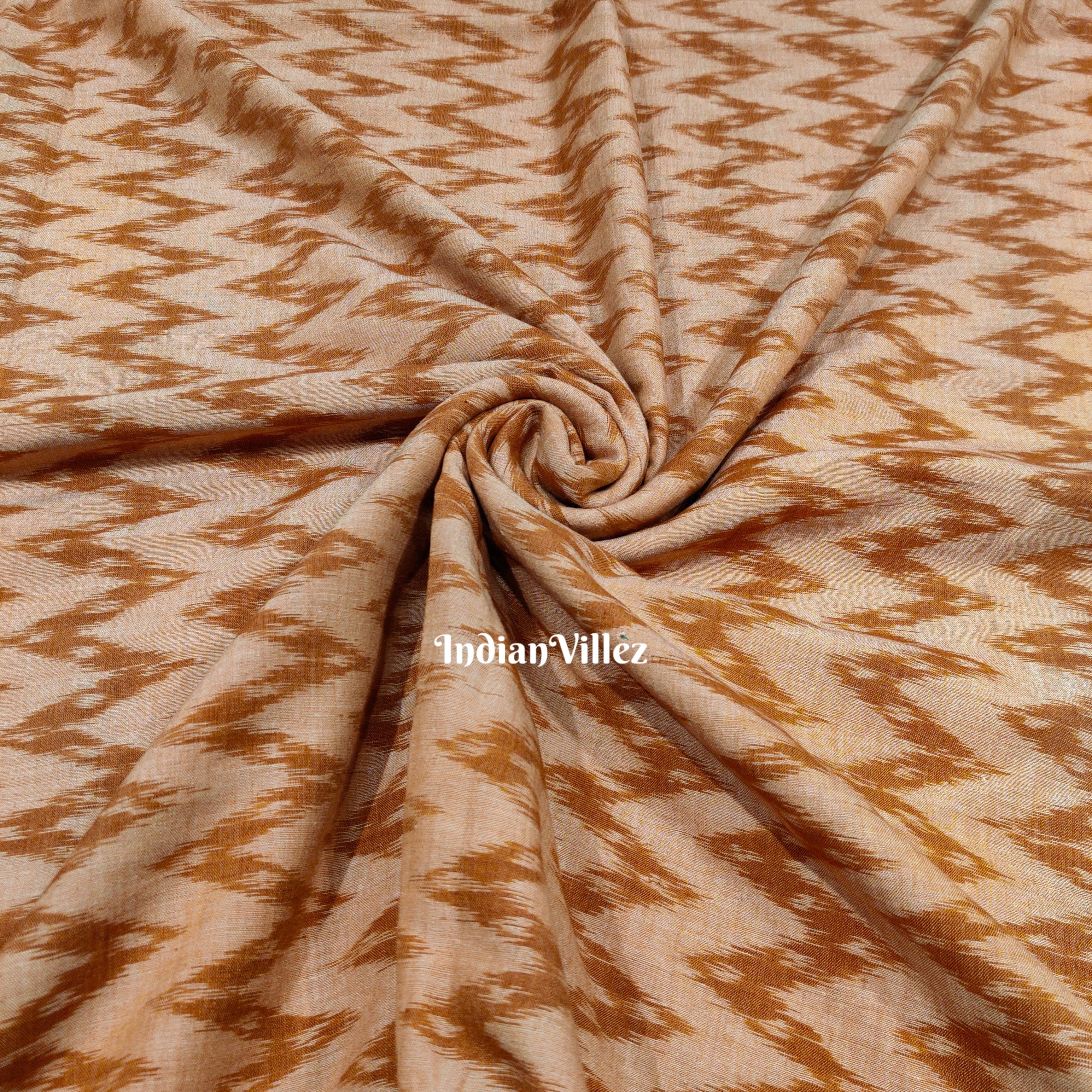 IndianVillèz Brown Zigzag Pattern Sambalpuri Cotton Fabric