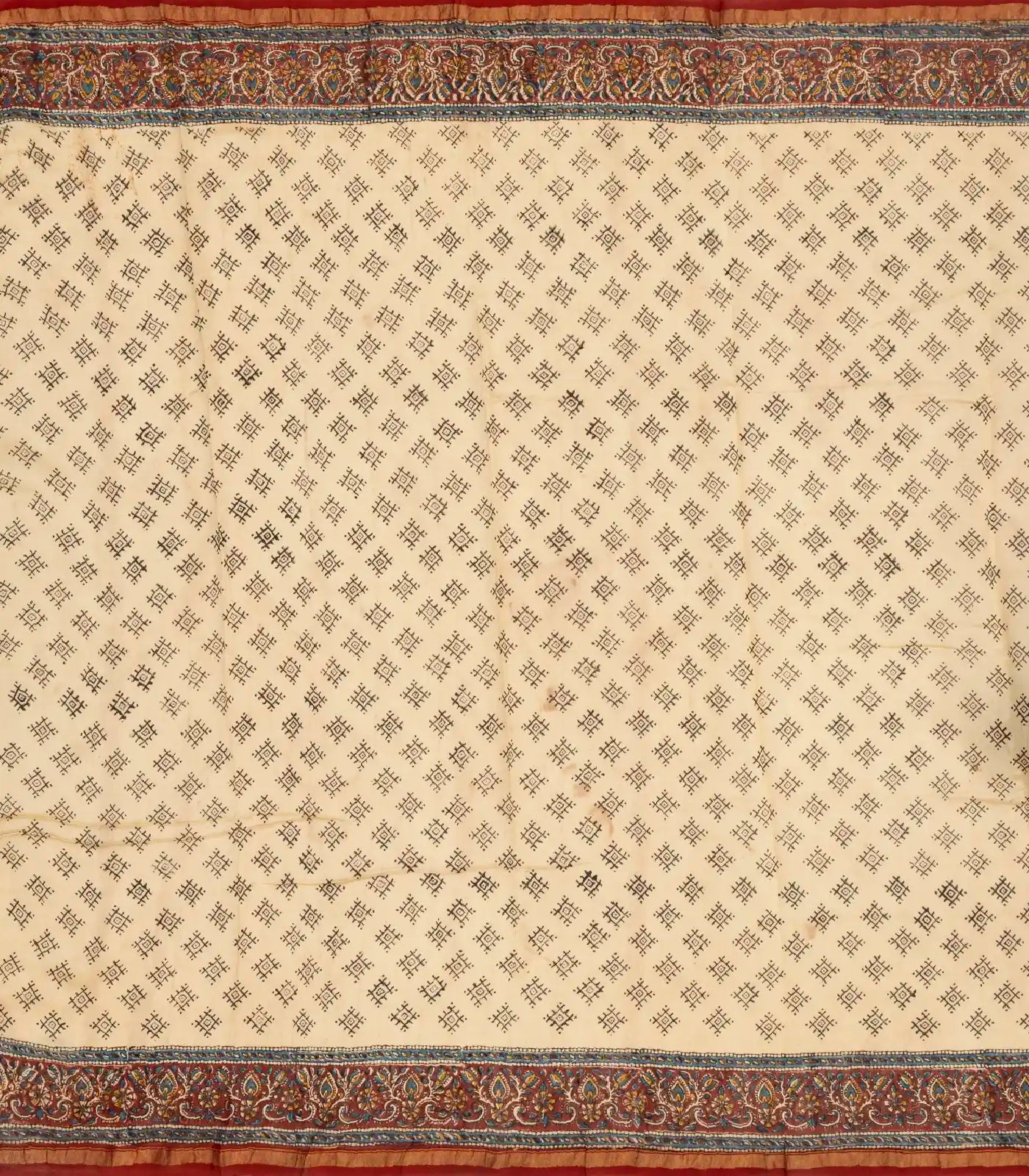 RmKV Cream Handloom Chanderi Cotton Saree With A Printed Kalamkari Design - view 6