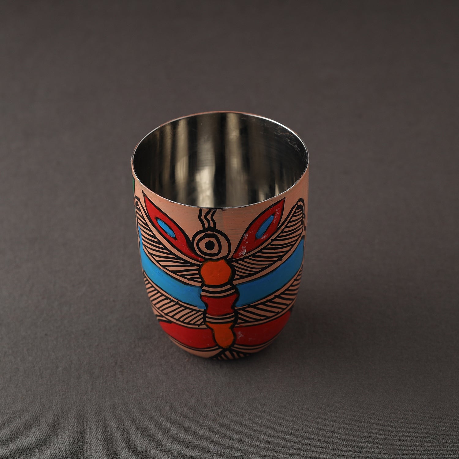 AAYAAS Brown - Godna Madhubani Handpainted Stainless Steel Glass - view 2