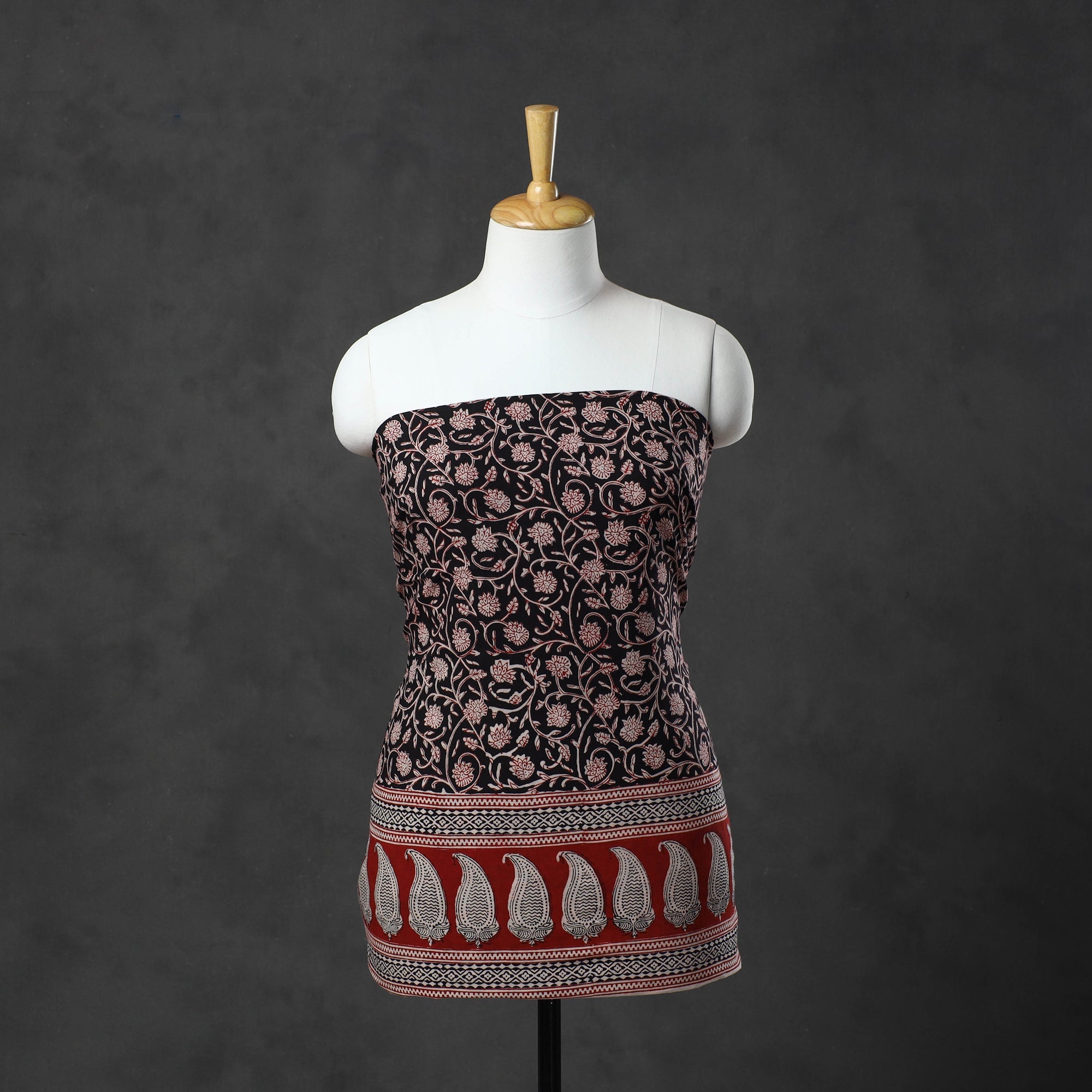 BAGH PRINTS BY MOHAMMED BILAL KHATRI Black - Natural Dyed Cotton Bagh Print Kurta Material (2.2m) 18