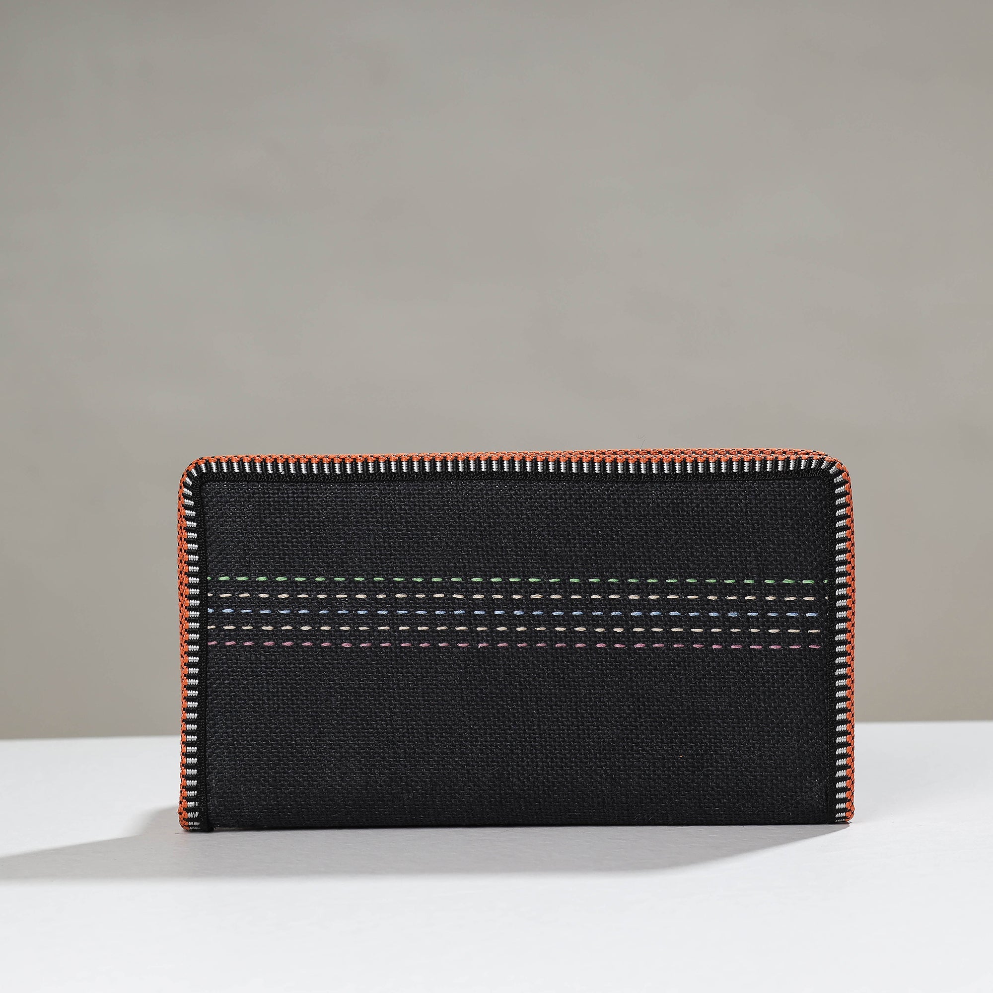 KAMLI Black - Tribal Hand Embroidered Jute Passport Cover - view 2