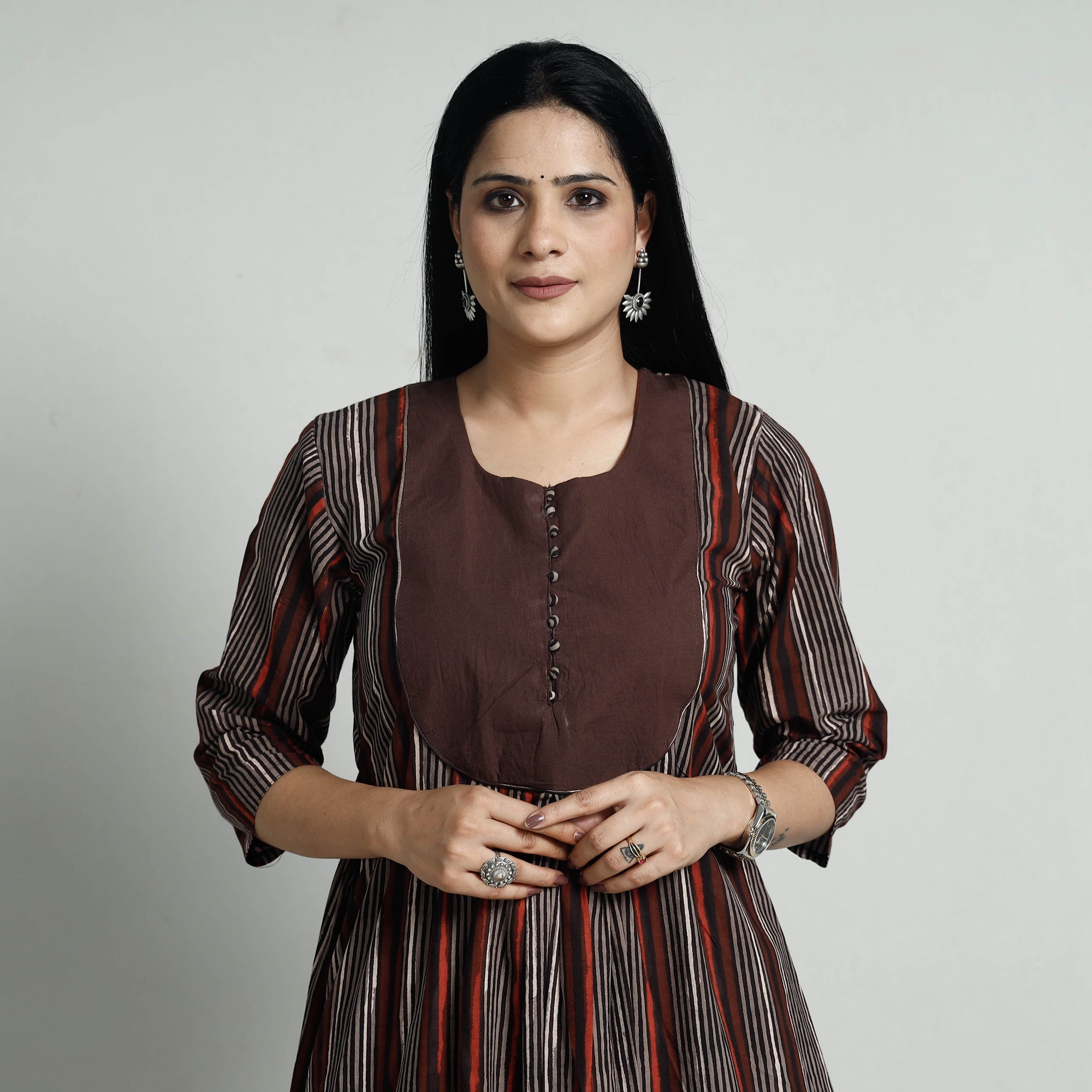 ITOKRI CASUALS Brown - Bagru Block Printed Cotton Kurta with Palazzo Set - view 2