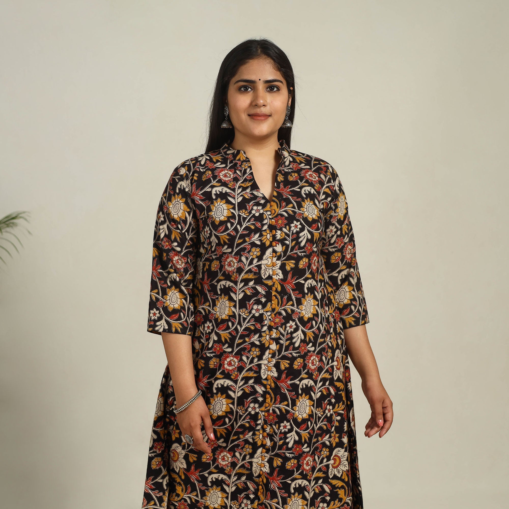 ITOKRI CASUALS Black - Printed Cotton A-Line Kalamkari Kurta 07