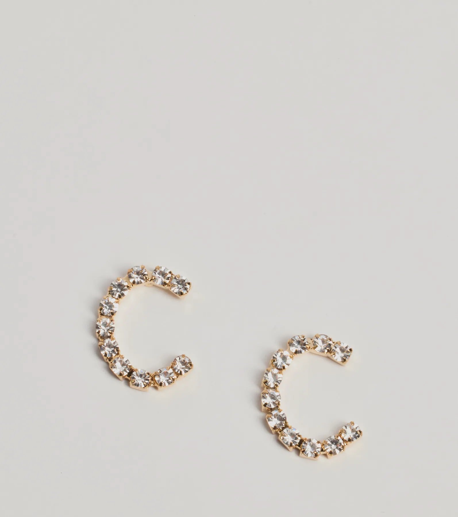 Windsor C Initial Rhinestone Stud Earrings – GOLD