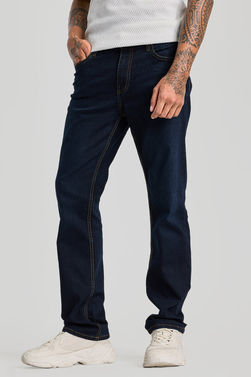 SNITCH Navy Straight Fit Jeans