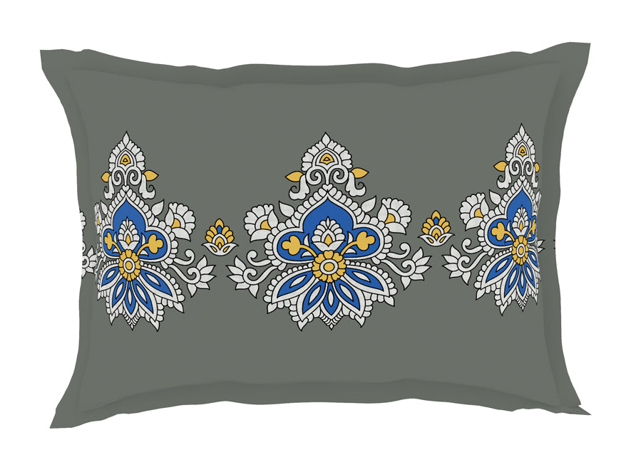 Spaces India Floral Vapor Blue - Light Grey 100% Cotton King Size Bedsheet - Estaa By Spaces-1064783 - view 5