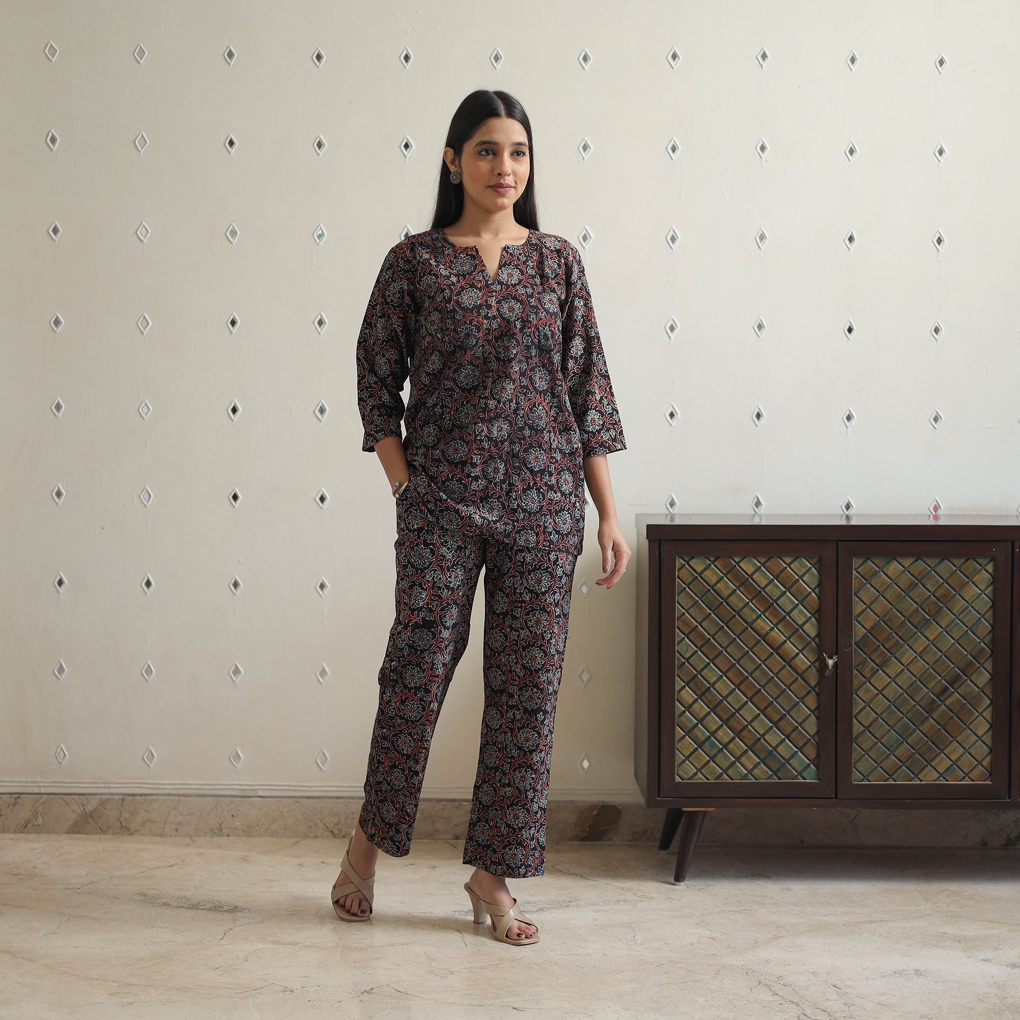 ITOKRI CASUALS Black - Block Printed Cotton Ajrakh Co-ord Set 08 - view 2