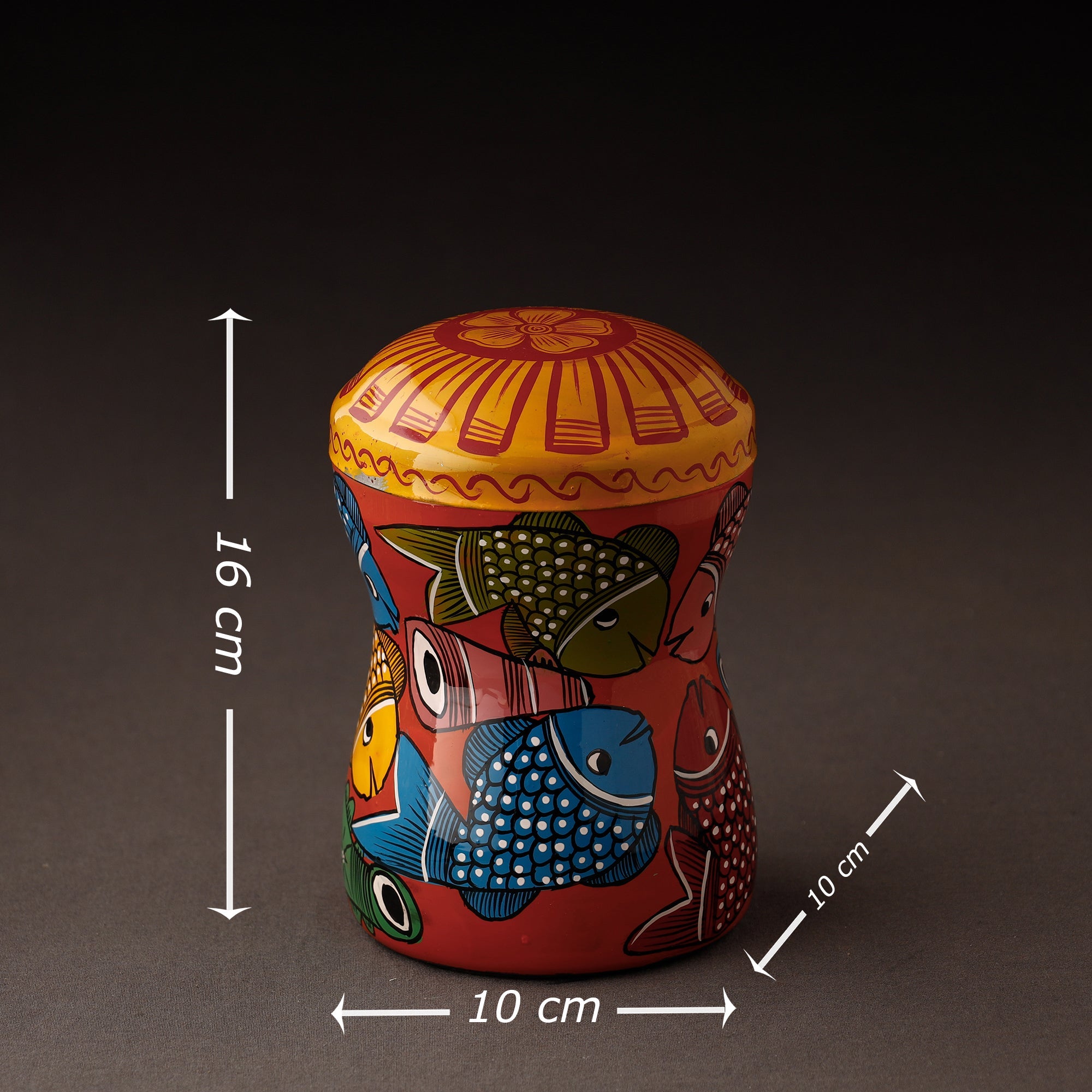 AAYAAS Bengal Patua Handpainted Stainless Steel Multi Utility Container - view 4