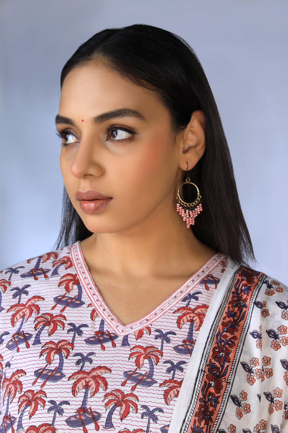 Kalanjali Ethnics Handblock printed straight fit Kurti and dupatta set - view 9