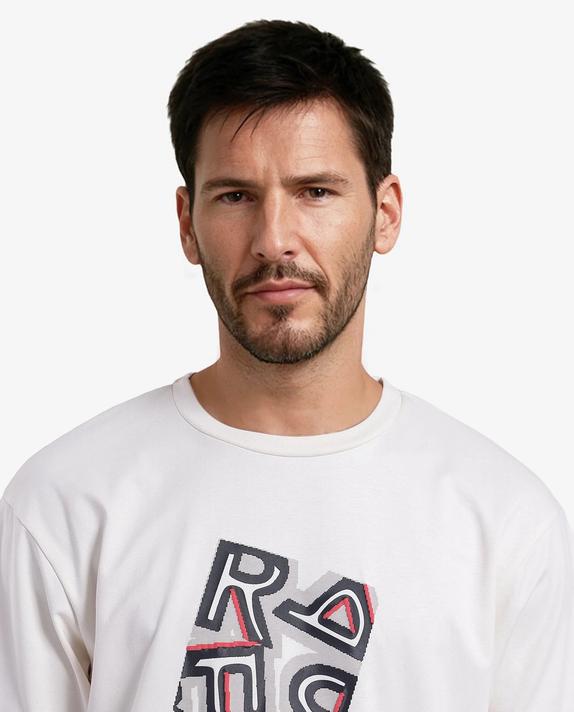 Rare Rabbit Men Reat Off White Cotton Polyester Fabric Short Sleeve Crew Neck Boxy Fit Printed T-Shirt - view 5