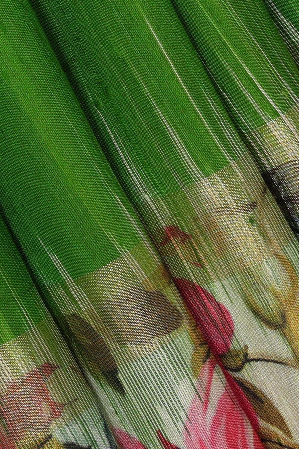 Kalanjali Jute Silk Leaf Green Saree – Women's - view 2