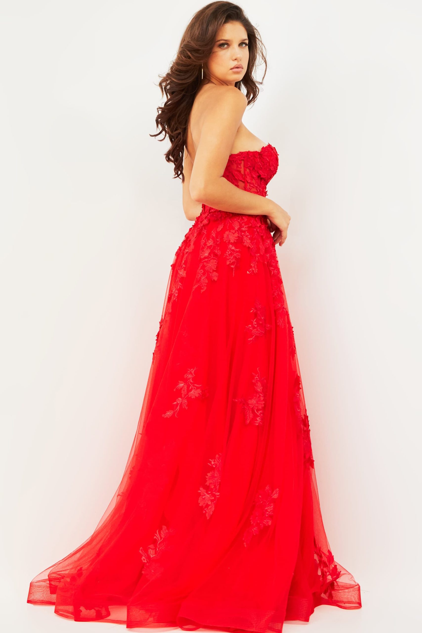 Embroidered Strapless A-line Gown by Jovani 07901 - view 2