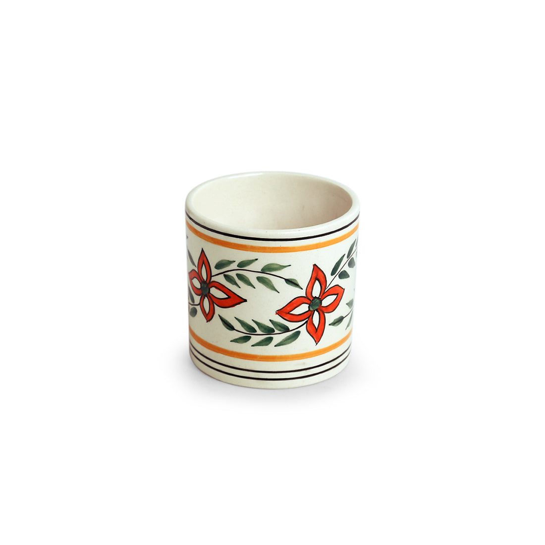 EXCLUSIVELANE 'Ethnic Lily' Handpainted Ceramic Table Planter Pot - view 2