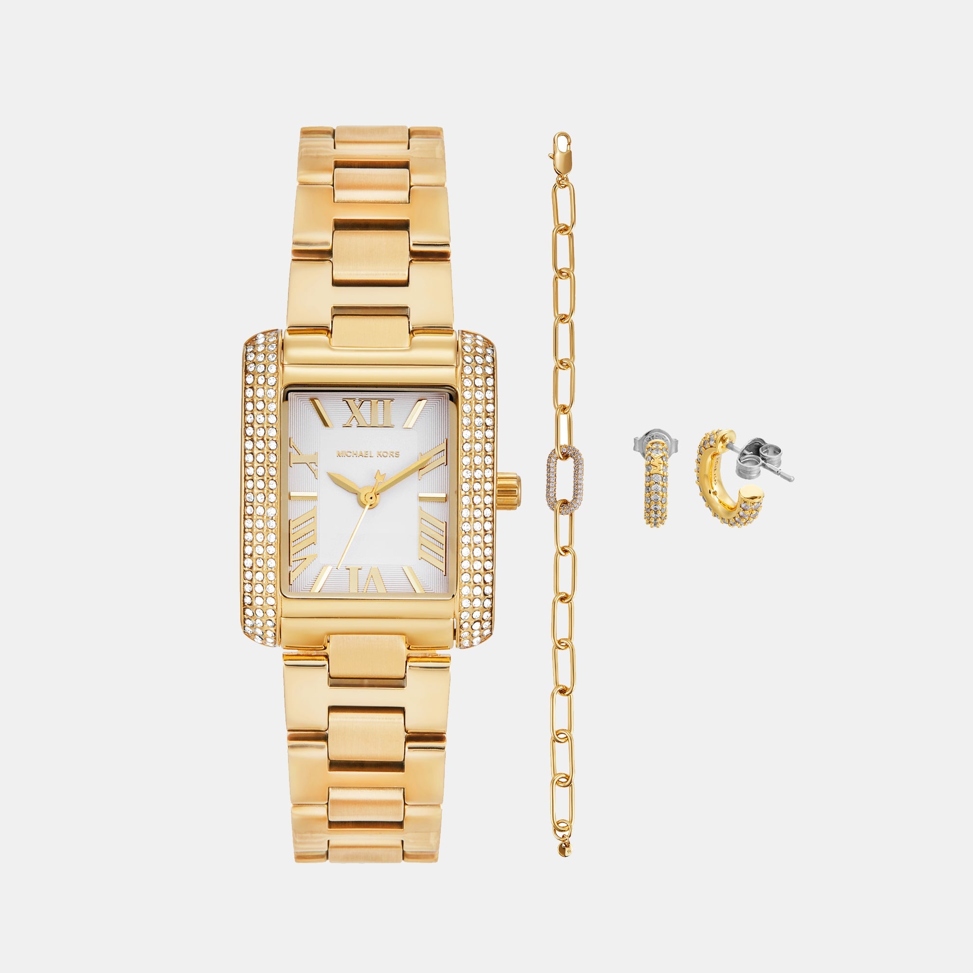 Michael Kors Emery Women Quartz White Dial Analog Stainless Steel Watch MK4837SET