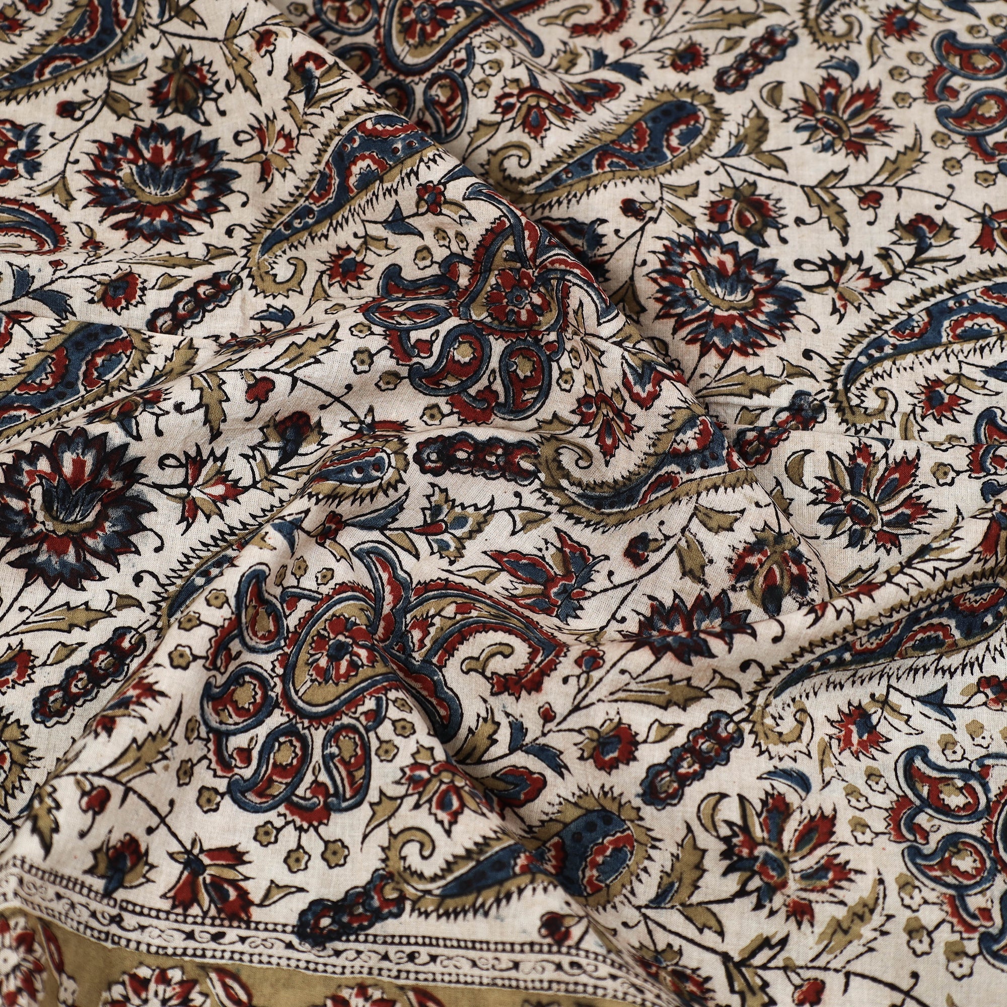 PITCHUKA SRINIVAS KALAMKARI PEDANA Beige - Pedana Kalamkari Block Printed Natural Dyed Cotton Scarf 19 - view 2
