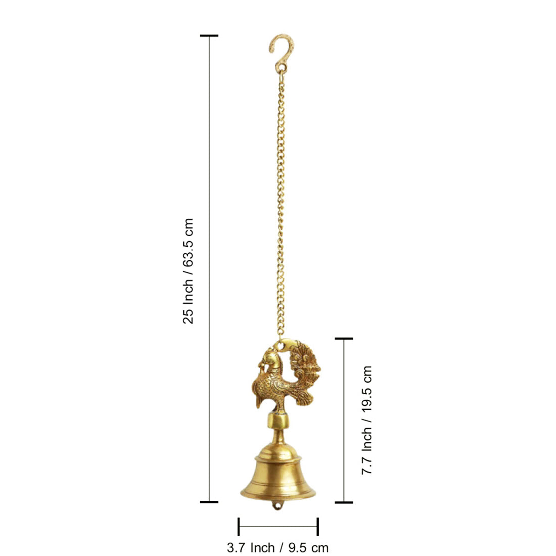 EXCLUSIVELANE 'Elegant Peacock' Hand-Etched Decorative Hanging Bell In Brass - view 6