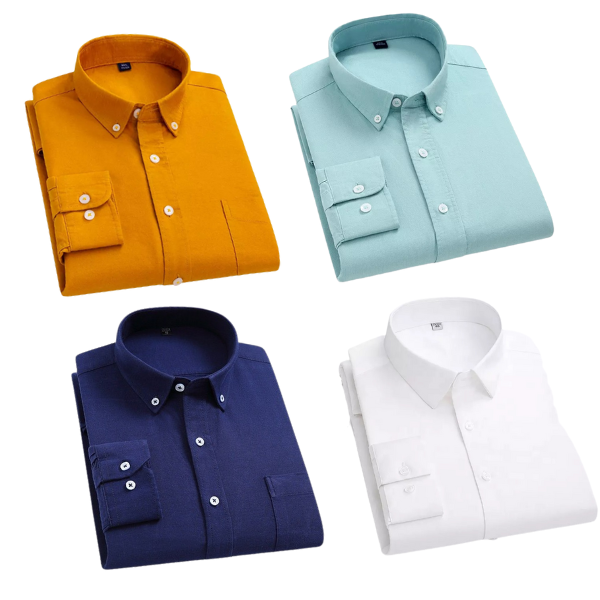 BlackTree Combo of 4 Cotton Shirt for Man ( Mustard,Pista,Navy Blue and White )
