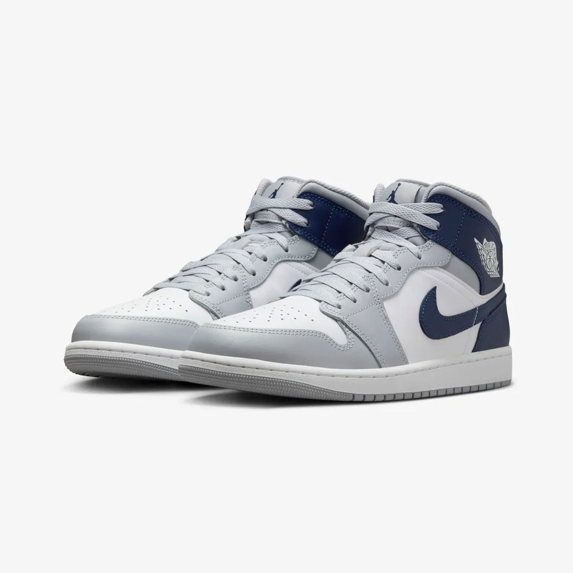 Nike | Air Jordan 1 Mid { White/midnight Navy-wolf Grey - view 2