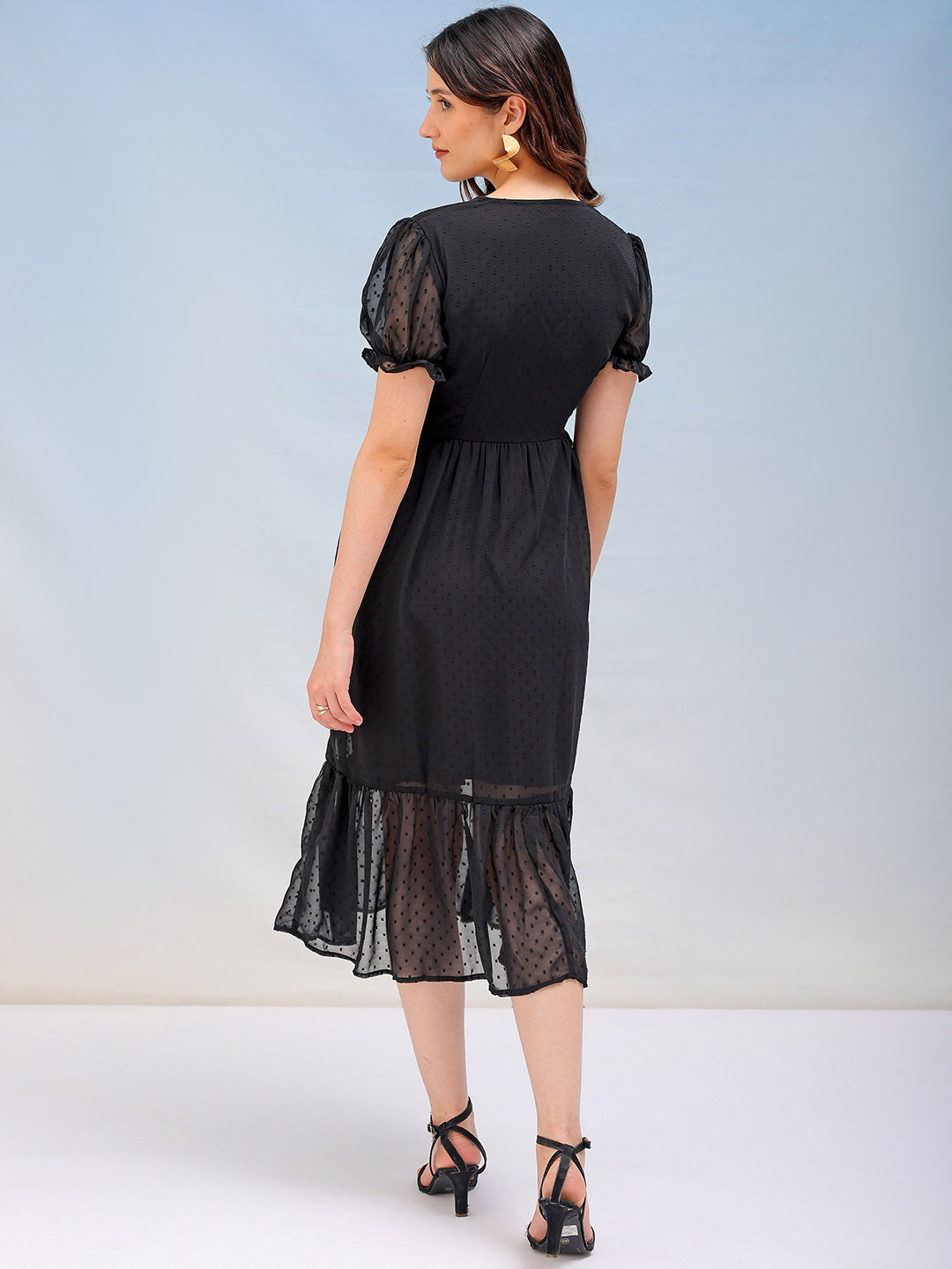 Freehand By The Indian Garage Co Women's Textured Fit and Flare Tiered Dress - view 2