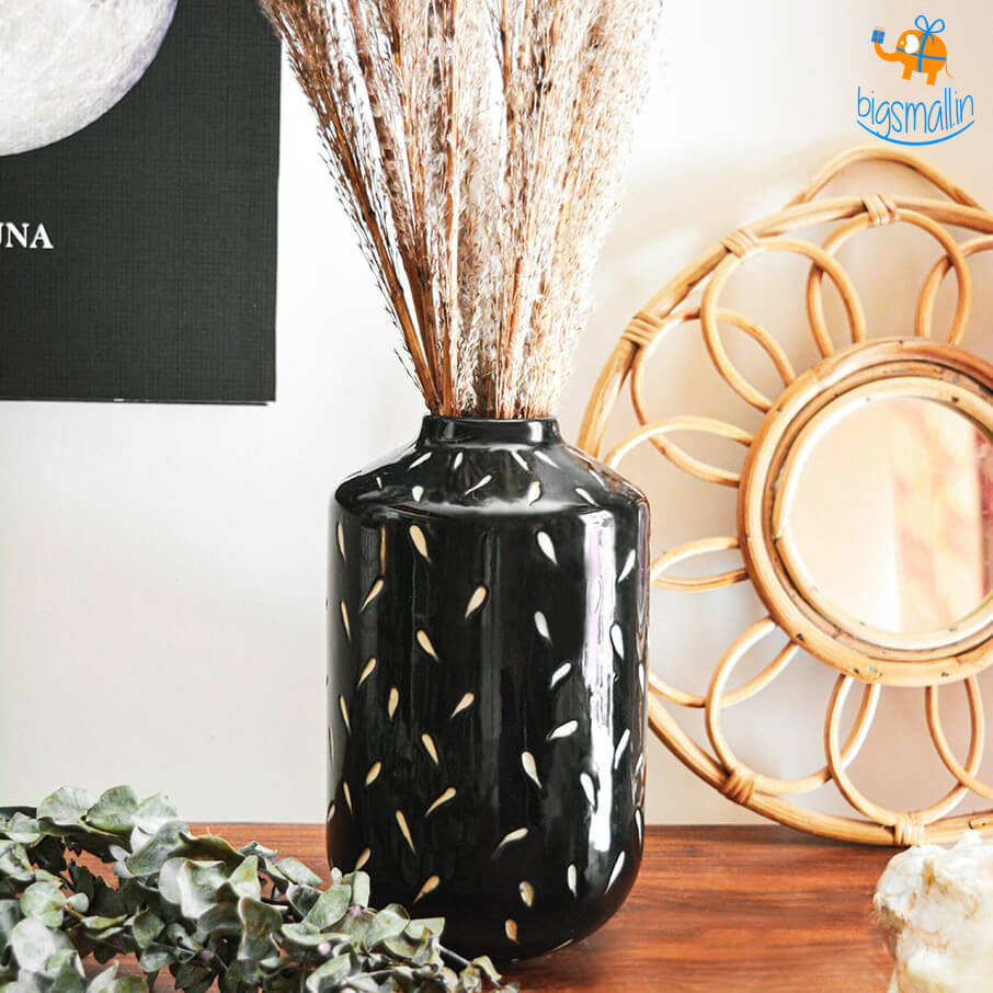 Hollyhock Eclipse Black Glaze Vase
