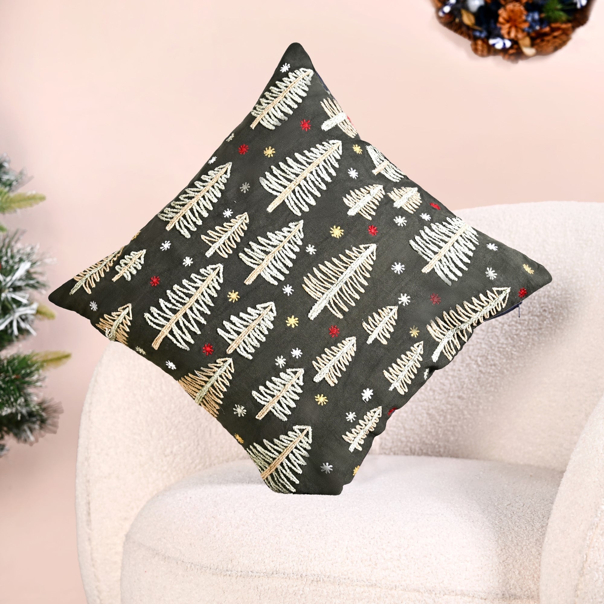 Nestasia Pine Trees Under The Night Sky Sofa Cushion Cover 40x40cm - view 2