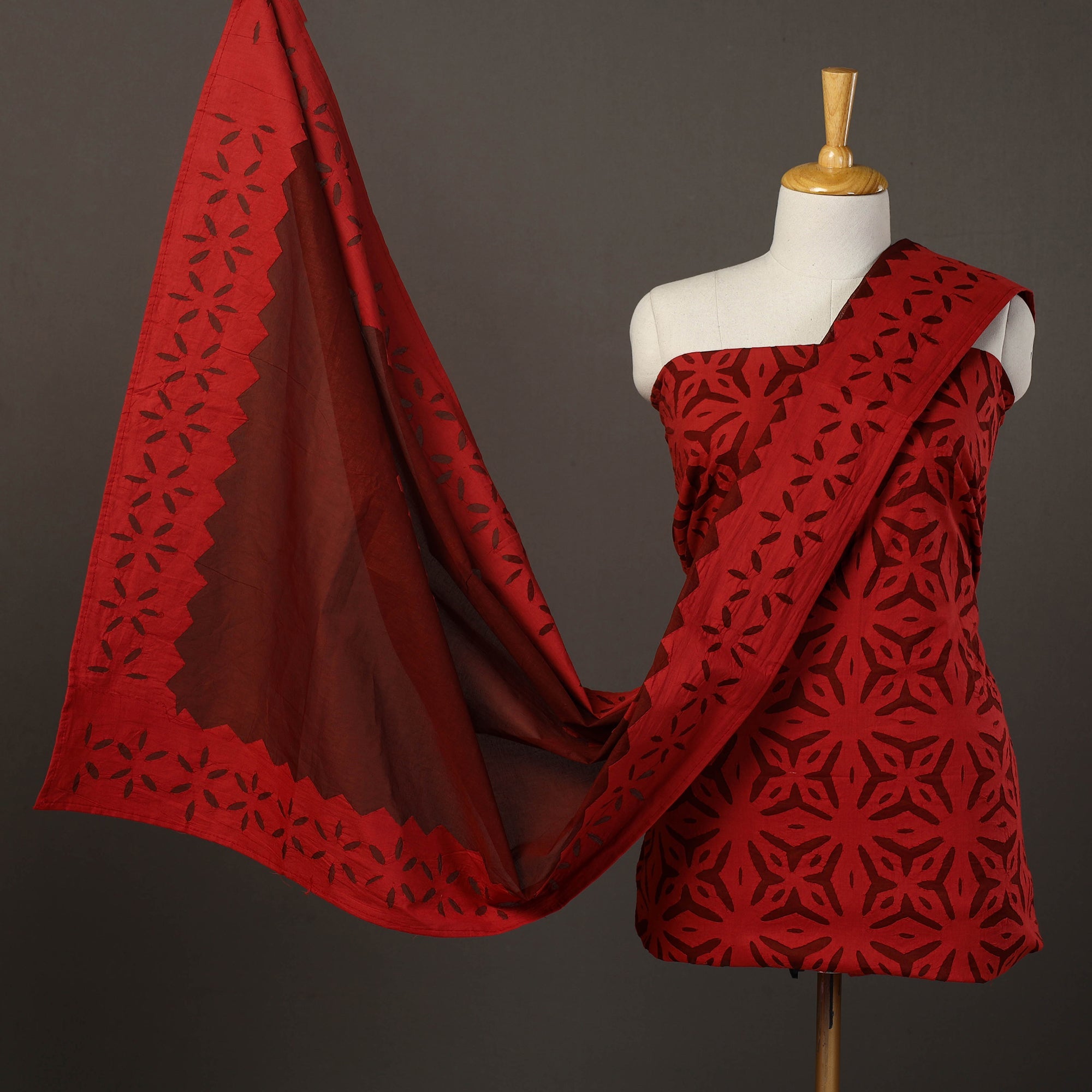 SHADES OF MARUDHARA 3pc Cut Work Cotton Barmer Applique Dress Material 37