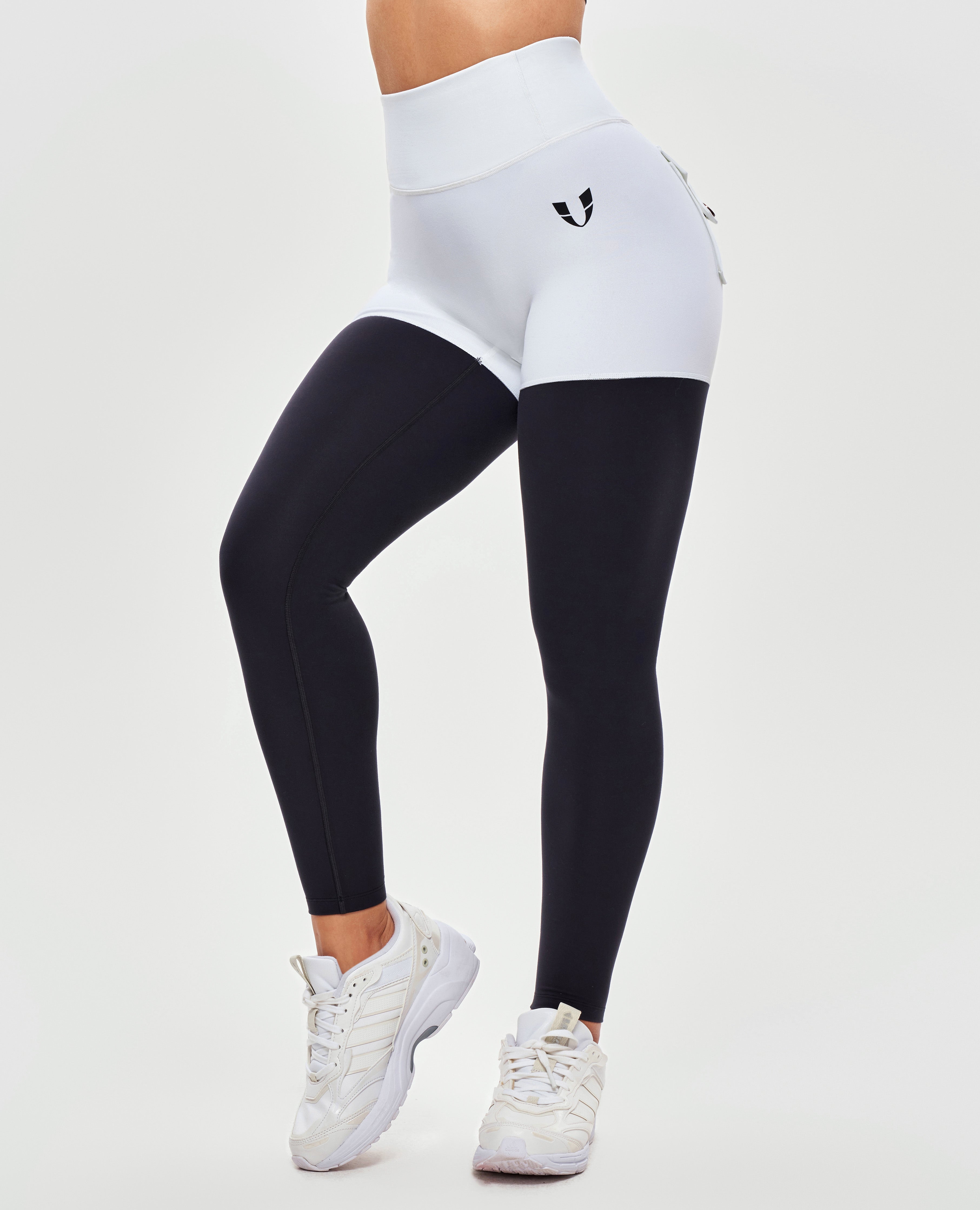 FIRM ABS Cargo Athletic Leggings - Black and White