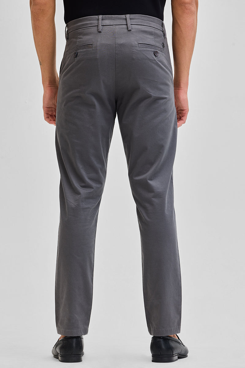 SNITCH Dark Grey Slim Fit Trousers - view 5