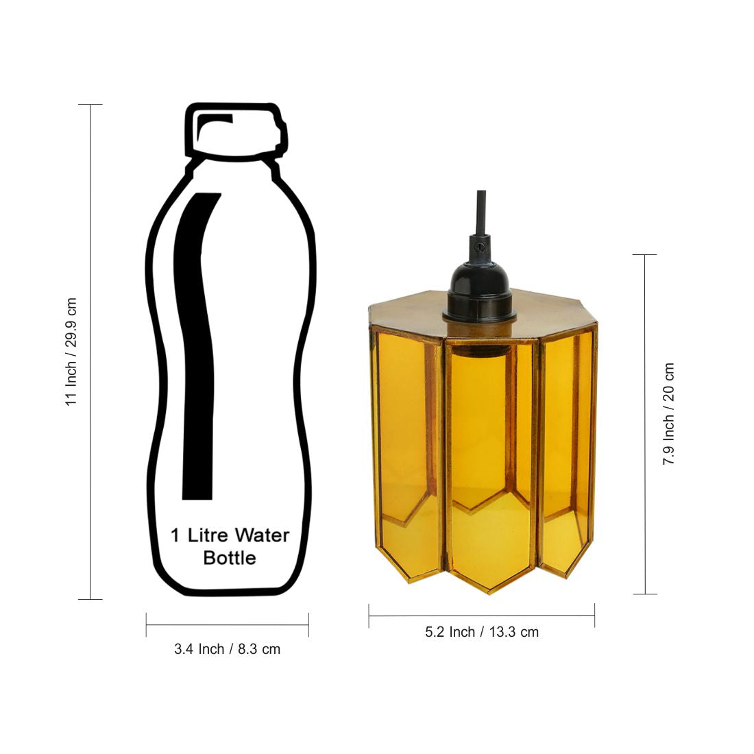 EXCLUSIVELANE 'Glass Glimmers' Handcrafted Cylindrical Hanging Pendant Lamp in Glass & Iron (8 Inch) - view 6