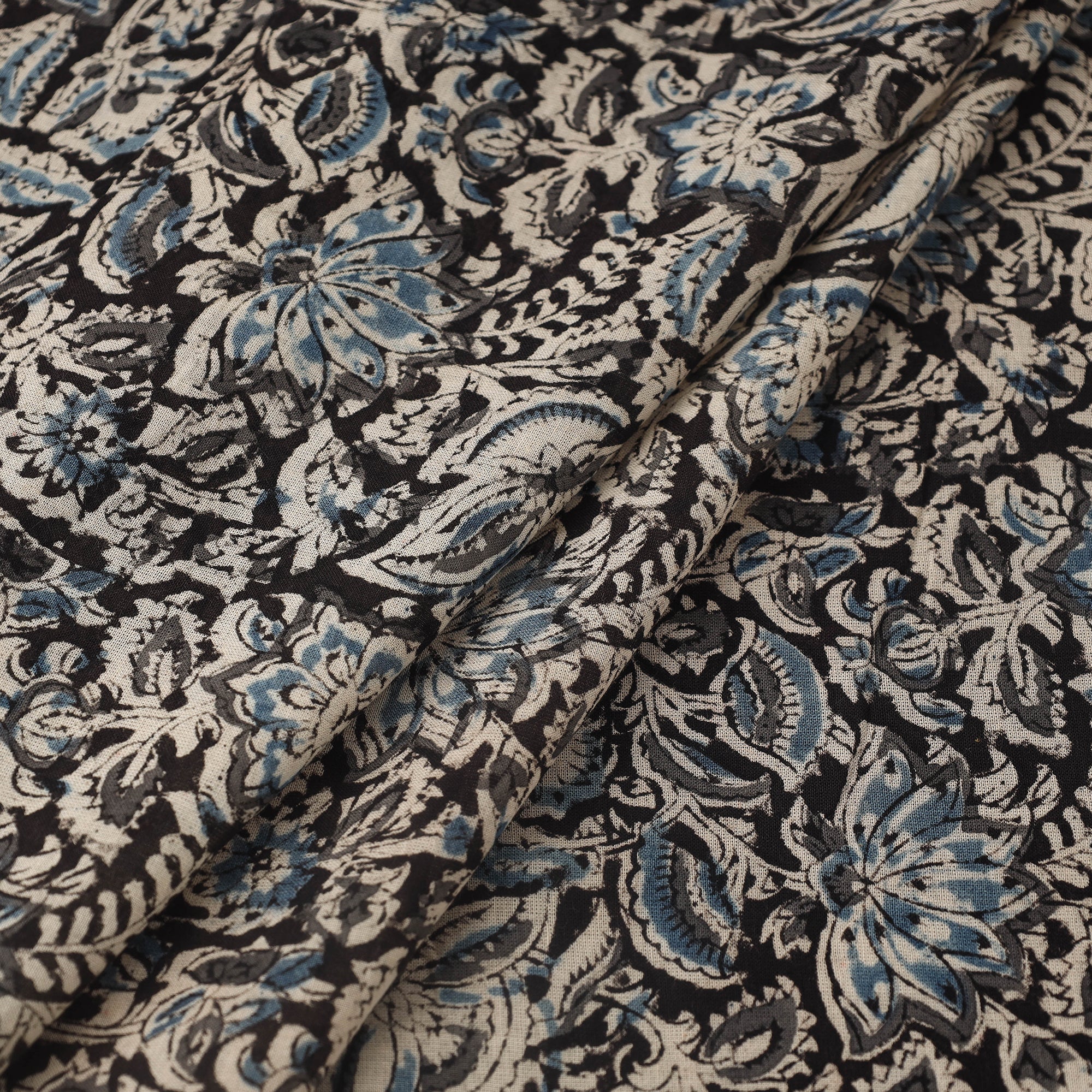 VENKATA BHANU KALAMKARI PEDANA Black - Pedana Hand Block Print Mul Cotton Kalamkari Fabric 05 - view 2