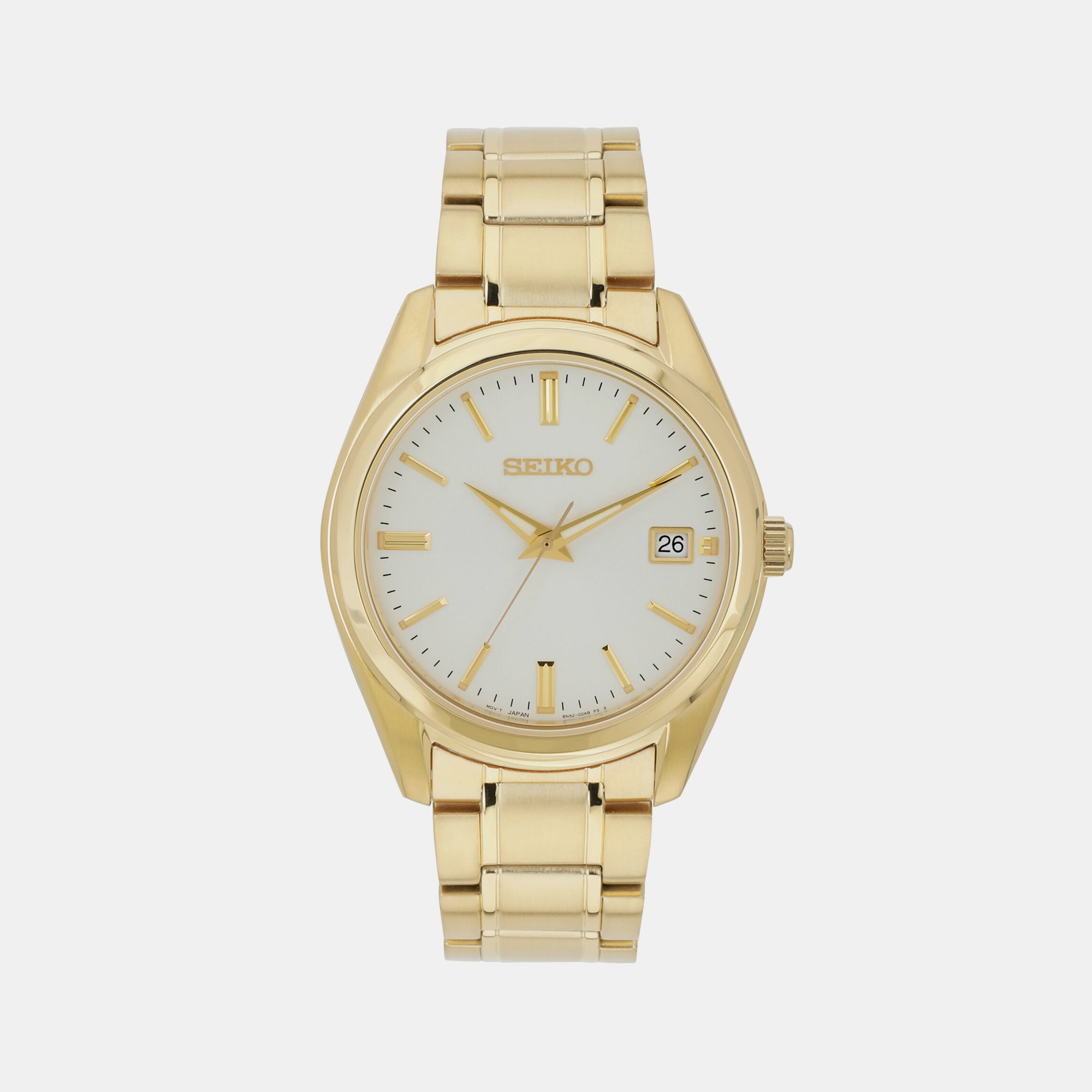 Seiko Dress Men Quartz White Dial Analog Stainless Steel Watch SUR314P1