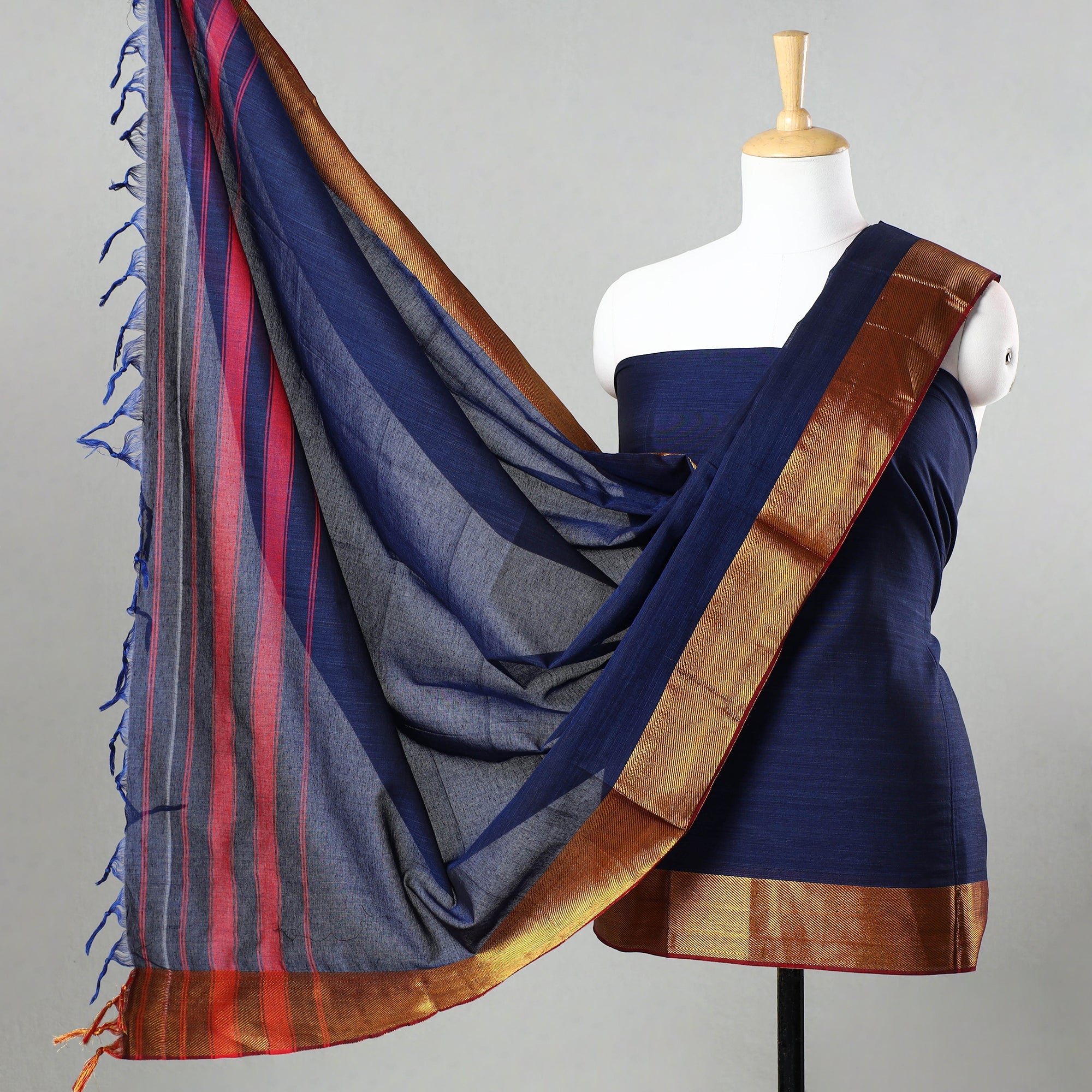 SOUTH KARGHA Blue - 3pc Dharwad Cotton Suit Material Set 37