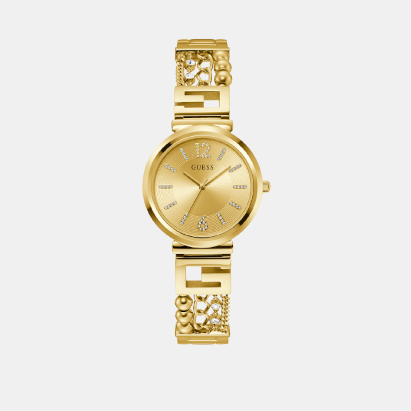 Guess G Cluster Women Quartz Beige Dial Analog Stainless Steel Watch GW0545L2