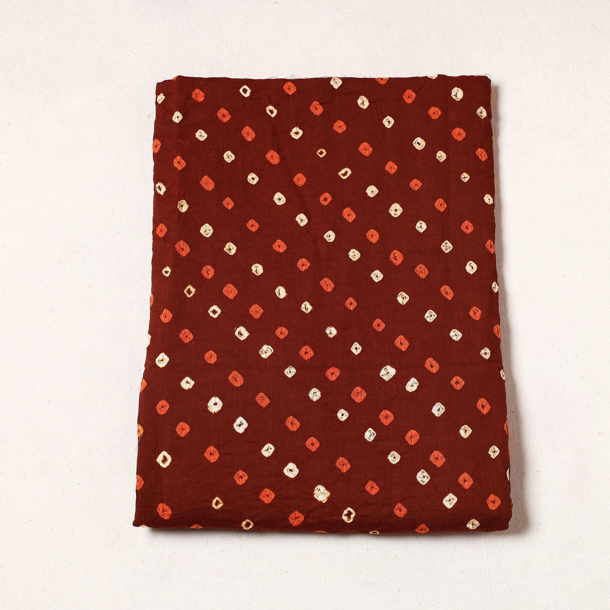KACHCHH JI CHHAAP Brown - Kutch Bandhani Tie-Dye Satin Cotton Precut Fabric