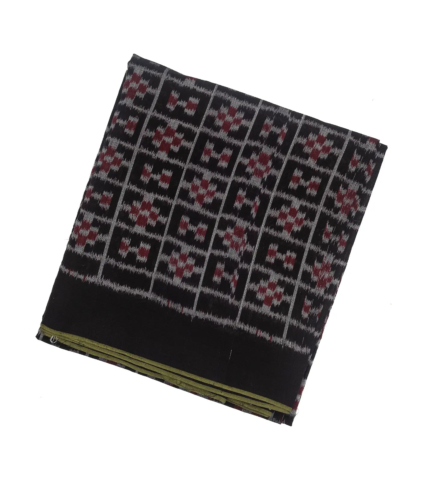 RmKV Black Handloom Orissa Cotton Saree With Tie & Dye Checks & Motifs