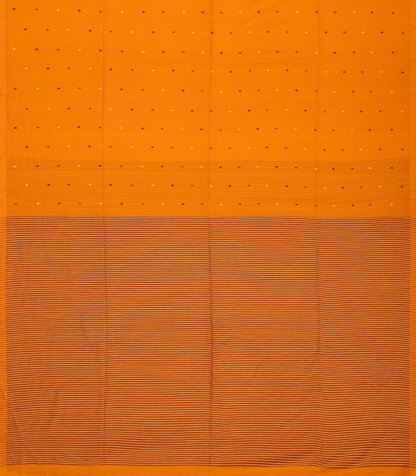 RmKV Orange Handloom Bengal Cotton Saree With Coin Motifs - view 2