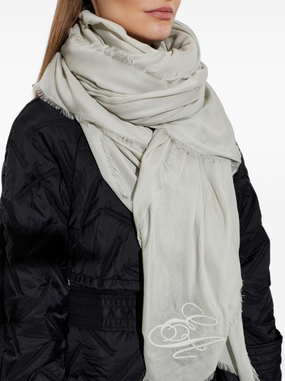 Emporio Armani Scarfs WHITE – 10% Cashmere, 90% Modal - view 2