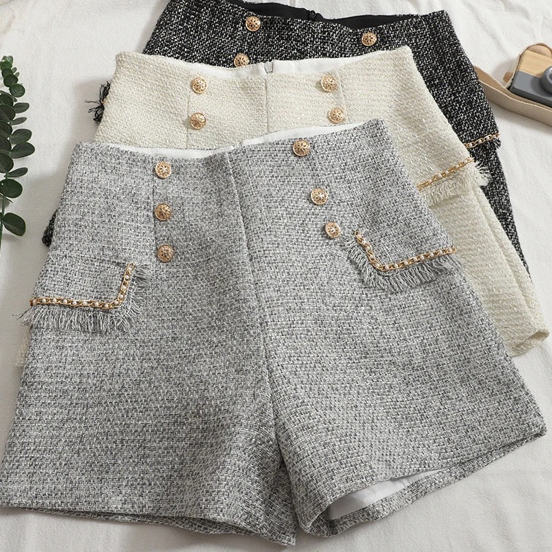 Alamode By Akanksha Sula Premium Tweed Shorts with Buttons