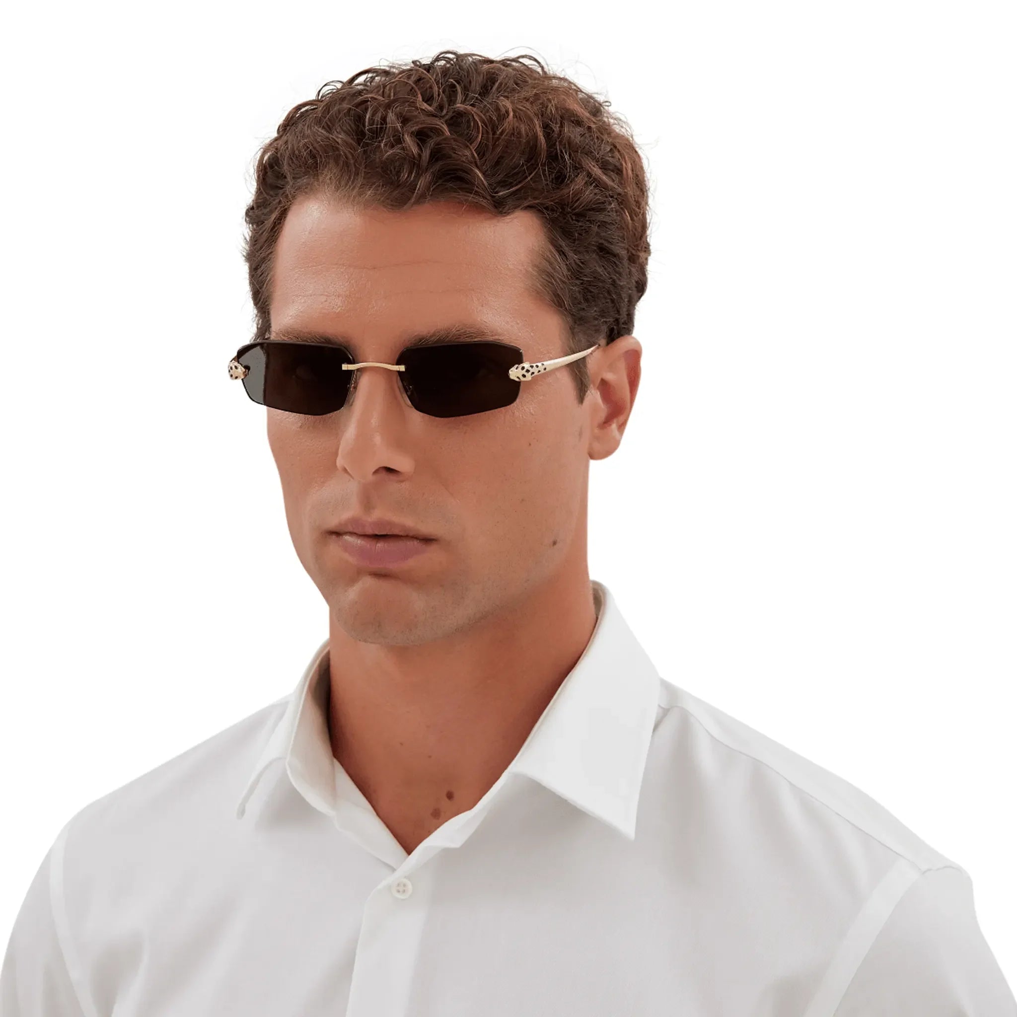 Cartier Eyewear CT0474S-001 Panthere De Cartier Gold Grey Rimless Sunglasses - view 2