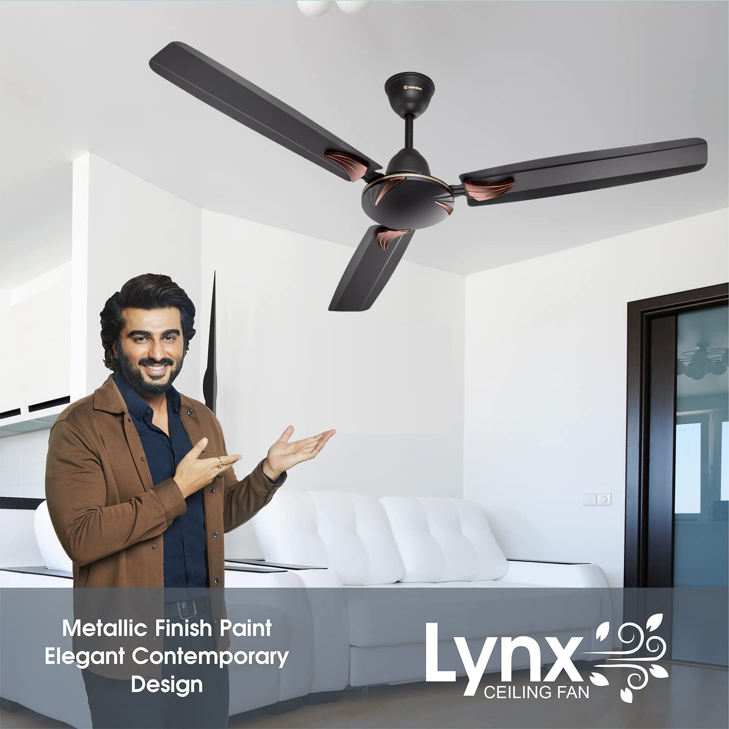 Candes Lynx High Speed Anti-dust Decorative 5 Star Rated Ceiling Fan 2 Yrs Warranty (1200MM, Coffee Brown) - view 2