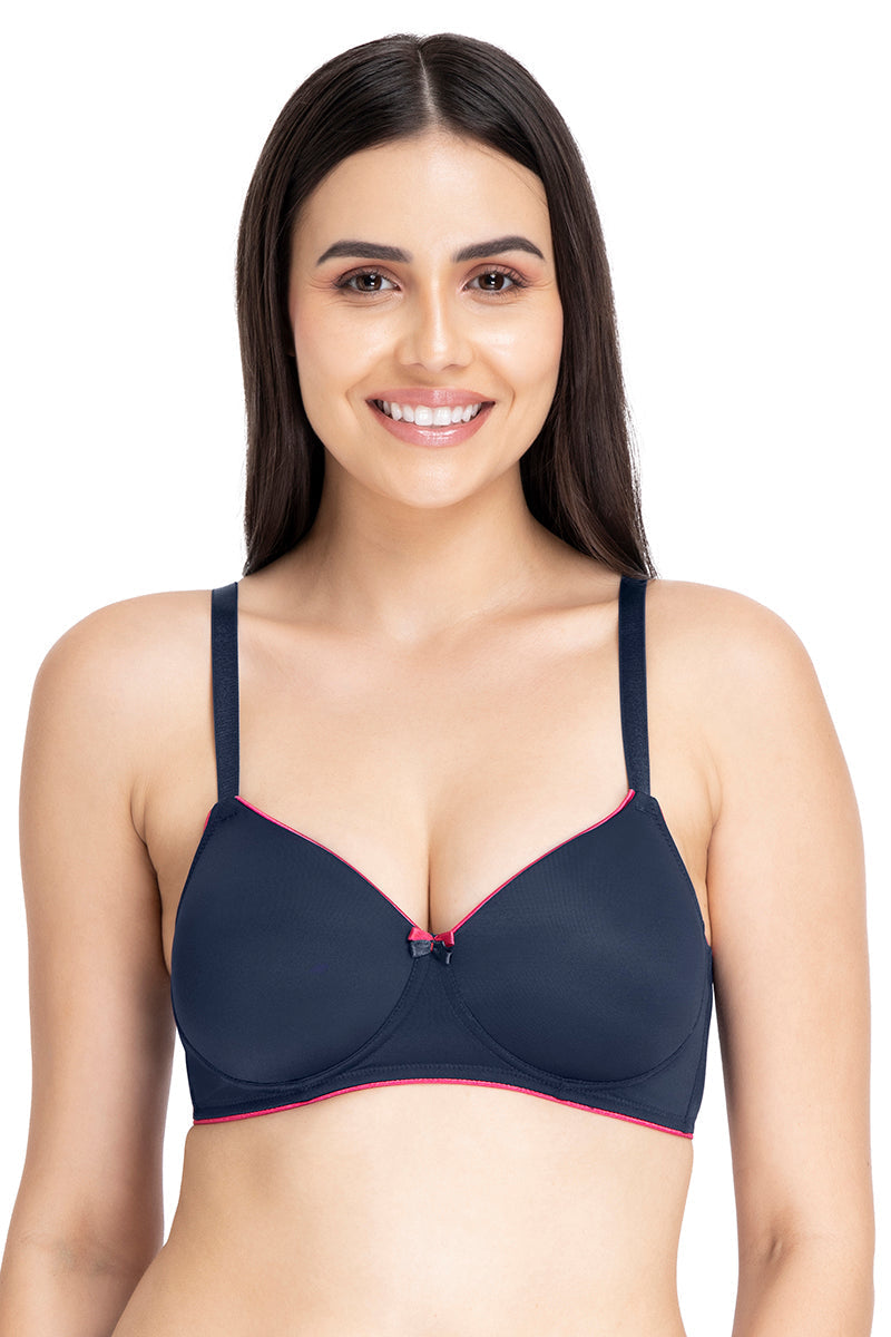 Amante Casual Chic Solid Padded Non-Wired T-Shirt Bra - Midnight-Red Obsession