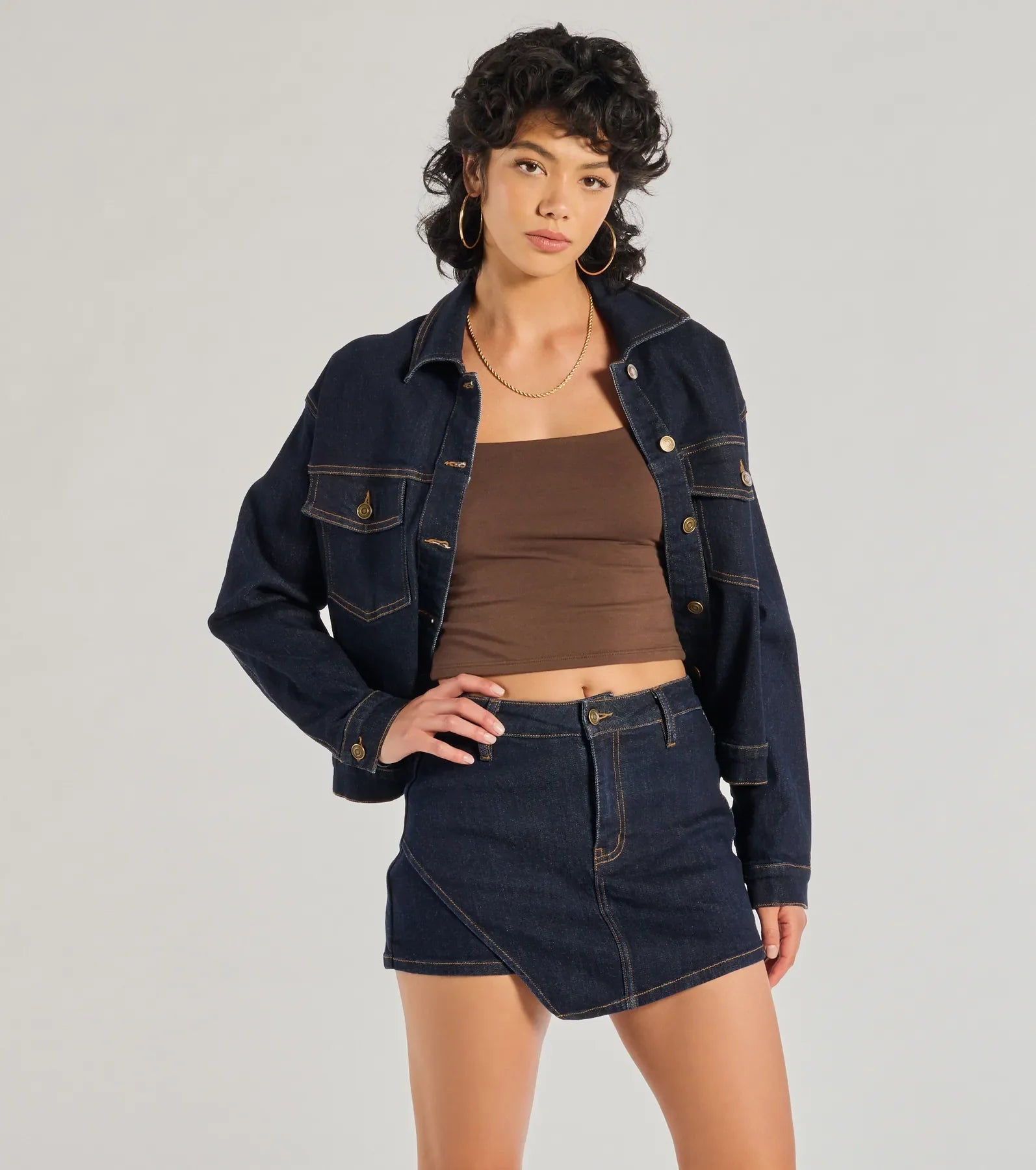 Windsor Trendy Casual High-Rise Denim Skort – DARK DENIM