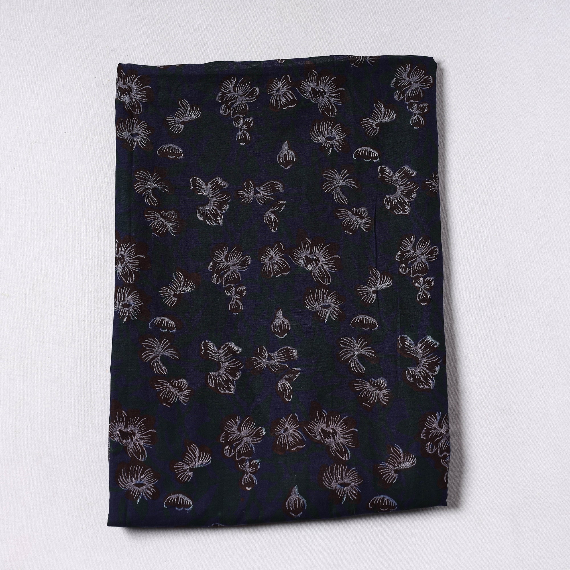 ARTISAN HAND BLOCK PRINTS Black - Sanganeri Block Printed Cotton Precut Fabric (1.65 meter) 58