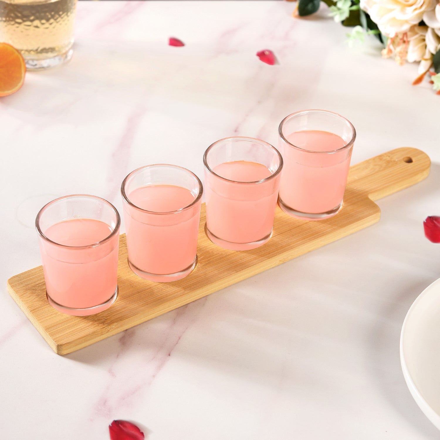 Nestasia Set Of 4 Shot Glasses With Wooden Tray 100ml