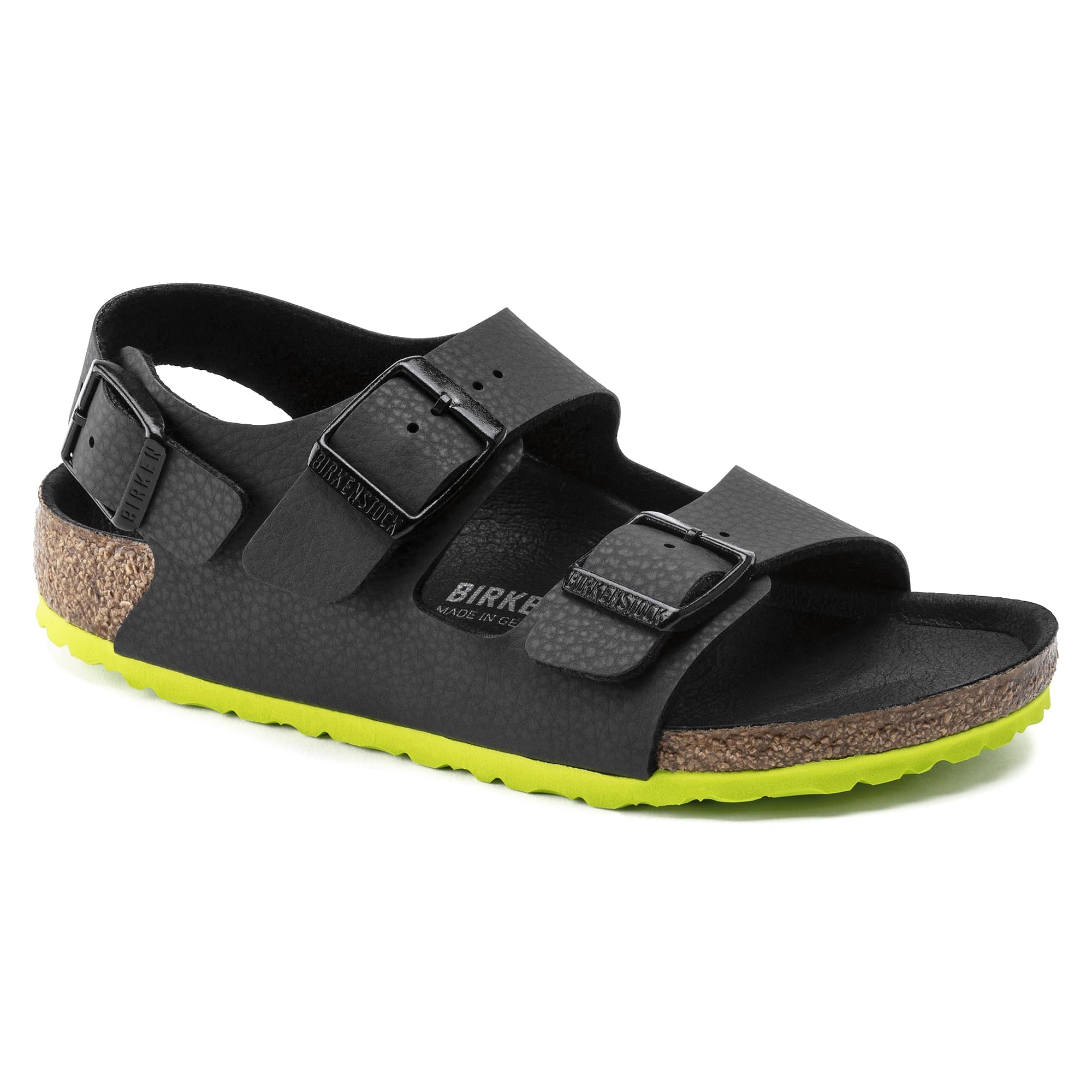 Birkenstock Milano Kids Birko-Flor – Black Black/Desert Soil Black Lime - view 6
