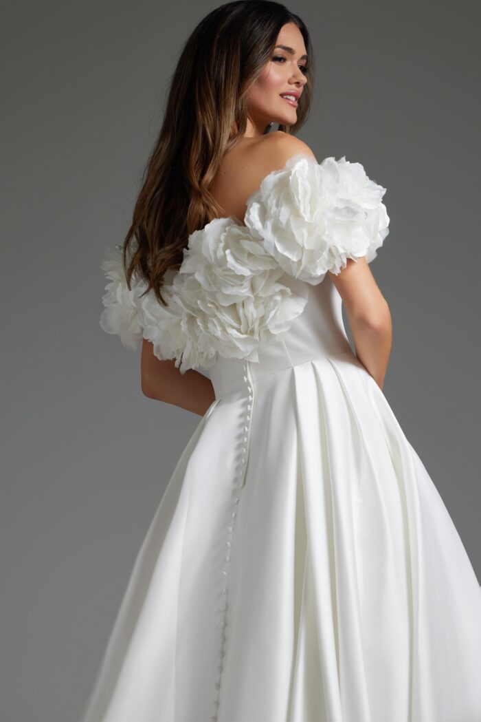 Jovani JB40795 Long Ruffle Pleated Wedding Dress - view 4