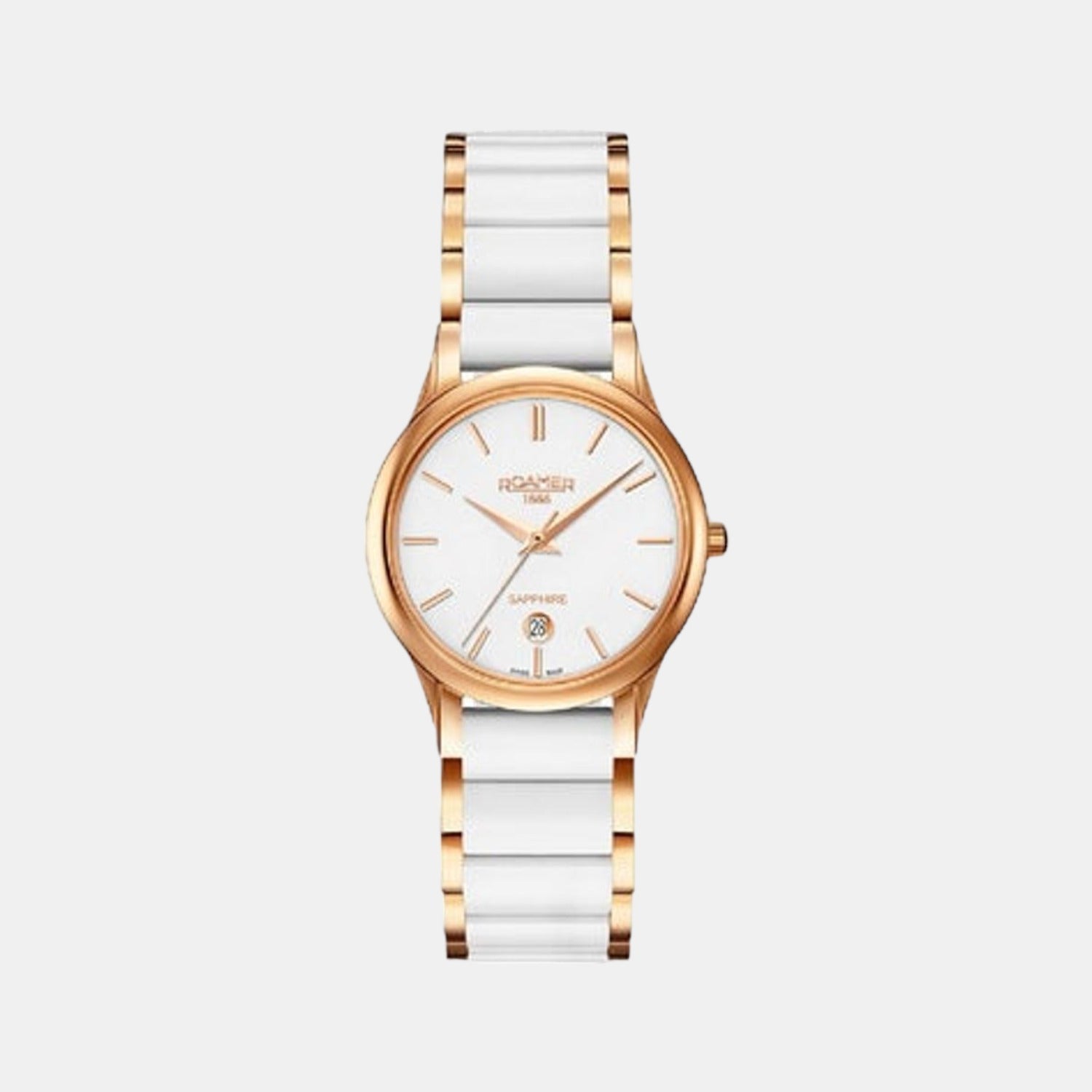 Roamer C-Line Women Quartz White Dial Analog Ceramic Watch 657844 49 25 60